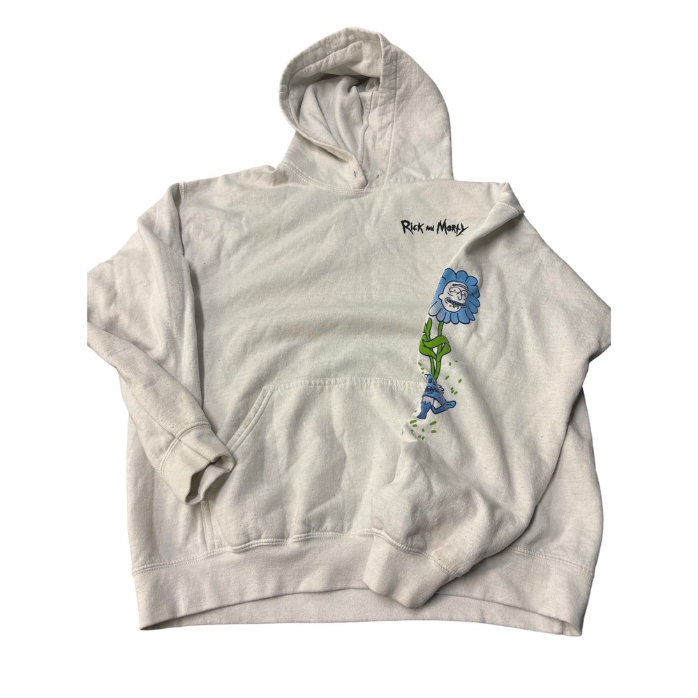 Rick and Morty Adult Swim Wubba Lubba Dub-Dub Graphic Hoodie Cream Mens Large